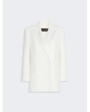 Max Mara Blazer De Cady Ligero Con Cierre Cruzado De Doble Botón - Blanco