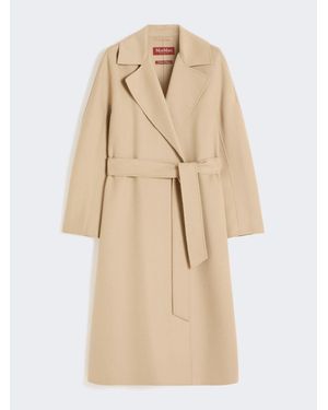 Max Mara Langer Mantel Aus Wolle, Kaschmir Und Seide - Natur