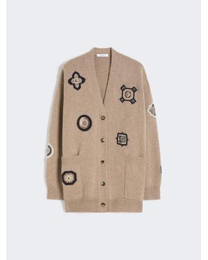 Max Mara Langer Cardigan Aus Wolle Und Kaschmir - Natur