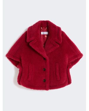 Max Mara Cape Aus Alpaka-Woll-Teddy - Rot