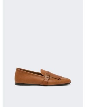 Max Mara Loafer Aus Leder Mit Fransen - Weiß