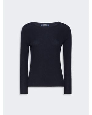 Max Mara Pullover Aus Wollgarn Mit Rippenmuster - Blau