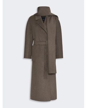 Max Mara Langer Mantel Aus Doppeltem Wollgewebe - Braun