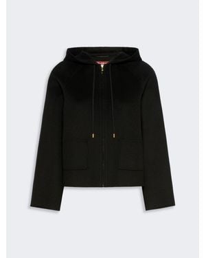 Max Mara Kurzer Mantel Mit Kapuze, Aus Wolle, Kaschmir Und Seide - Schwarz