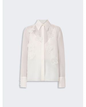 Max Mara Hemdbluse Aus Seidenorganza - Weiß