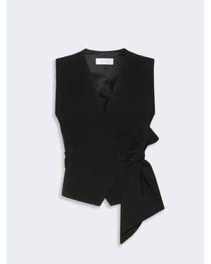 Max Mara Cropped-Weste Aus Kompaktem Cady - Schwarz