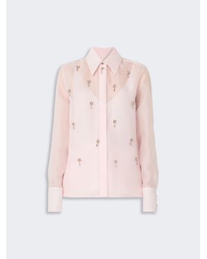 Max Mara Hemdbluse Aus Seidenorganza - Pink