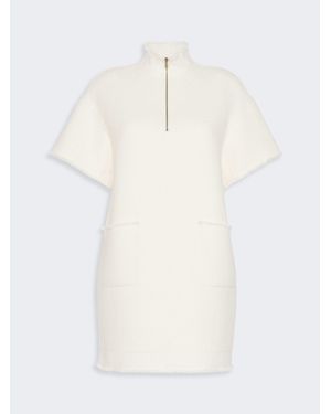 Max Mara Wool Jersey Sweatshirt Dress - Blanc