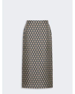 Max Mara Falda De Sarga De Seda Estampada - Multicolor
