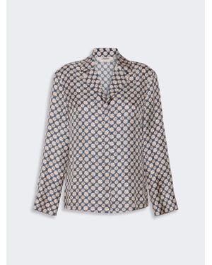 Max Mara Hemdbluse Im Pyjama-Stil Aus Bedruckter Seide - Grau