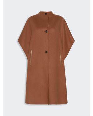 Max Mara Cape Longue En Drap De Pure Laine - Marron