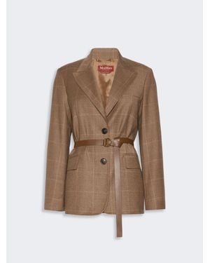 Max Mara Blazer De Franela De Lana - Marrón