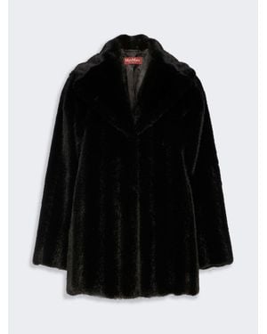 Max Mara Mantel Aus Weicher Struktur - Schwarz