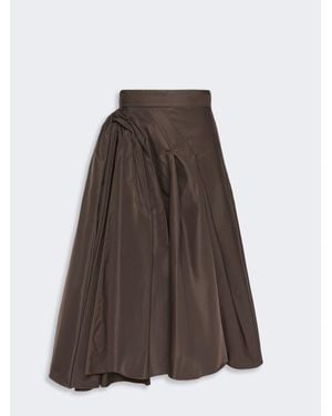 Max Mara Falda Midi De Mezcla De Seda - Marrón