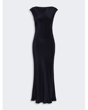 Max Mara Schmal Geschnittenes Kleid Aus Crêpe-De-Chine-Seide - Blau