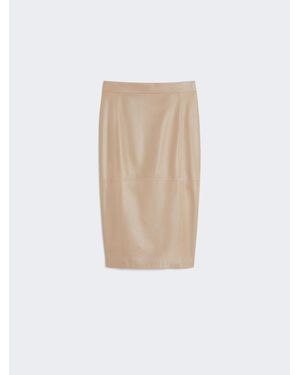 Max Mara Bleistiftrock Aus Nappaleder - Weiß