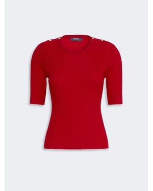 Max Mara Jersey De Hilado De Lana Acanalado - Rojo