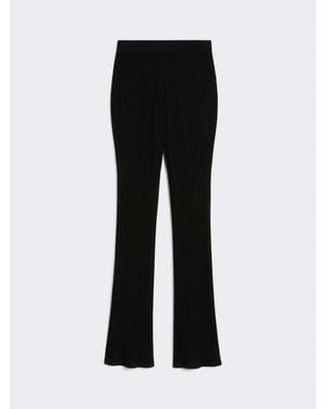 Max Mara Pantalón De Hilado De Canalé De Viscosa Crepé - Negro