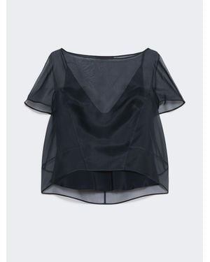 Max Mara Boxy-Bluse Aus Seidenorganza - Blau