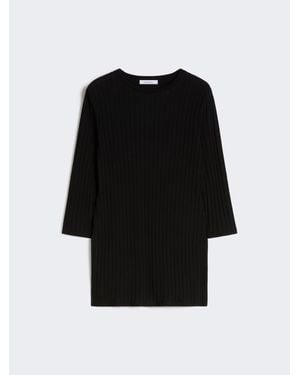 Max Mara Gerippter Pullover Aus Viskosekreppgewebe - Schwarz
