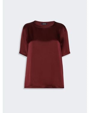 Max Mara Hochgeschlossene Bluse Aus Satin - Rot