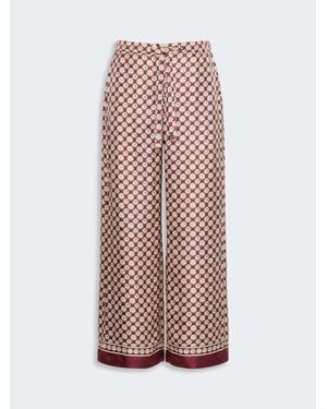 Max Mara Hose Aus Bedrucktem Seidentwill Mit Kordelzug - Rot
