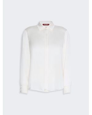Max Mara Camisa De Corte Masculino De Raso De - Blanco