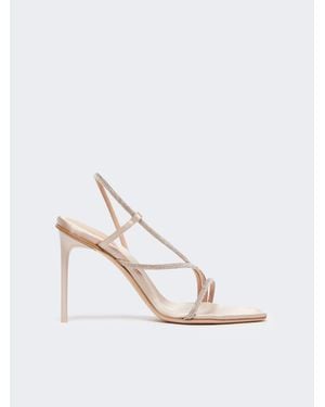 Max Mara Sandalen Aus Satin Mit Kristallen - Weiß