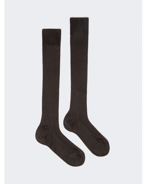 Max Mara Gerippte Socken Aus Seide - Schwarz