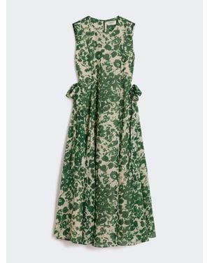 Max Mara Kleid Aus Bedrucktem Ramie-Canvas - Grün