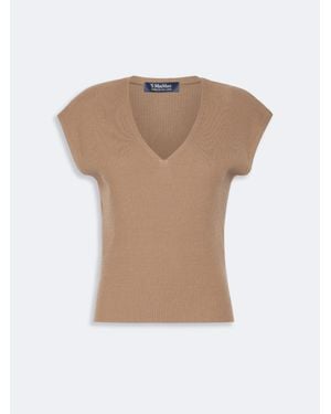 Max Mara Chaleco De Hilado De Lana Acanalado - Blanco