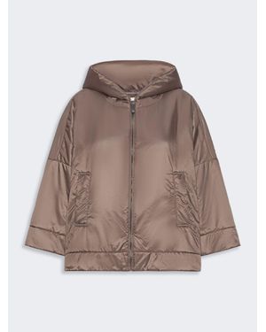 Max Mara Wattierte Jacke Aus Wasserabweisendem Canvas Mit Kapuze - Braun