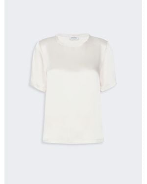 Max Mara Bluse Aus Viskosesatin - Weiß