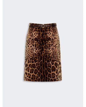 Max Mara Minijupe Évasée En Velours Imprimé - Marron