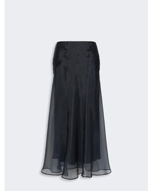 Max Mara Midi-Rock Aus Seidenorganza - Schwarz