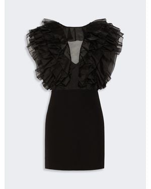 Max Mara Kurzes Kleid Aus Seide Und Cady - Schwarz