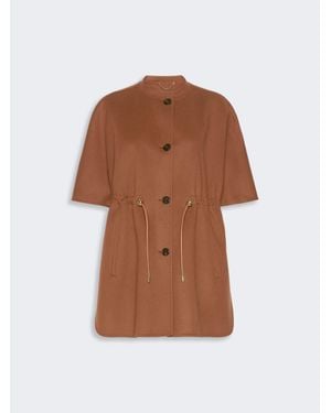 Max Mara Cape En Pure Laine Avec Cordon De Serrage - Marron