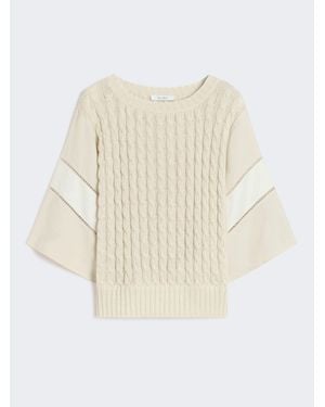 Max Mara Weiter Pullover Aus Leinengewebe - Weiß