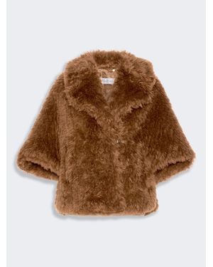 Max Mara Cape Aus Wolle Mit Weicher Textur - Braun