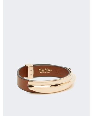 Max Mara Armband Aus Leder Und Metall - Braun