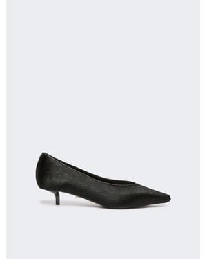 Max Mara Flache Pumps Aus Ponyfell Und Nappaleder - Weiß