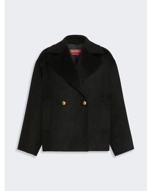 Max Mara Doppelreihiger Caban Aus Wollloden - Schwarz