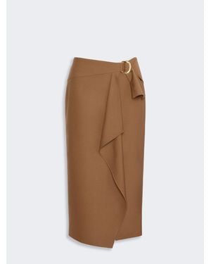 Max Mara Rock Aus Wollstretch-Twill - Braun