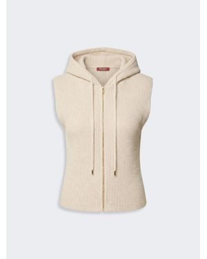 Max Mara Gilet Con Cappuccio - Bianco