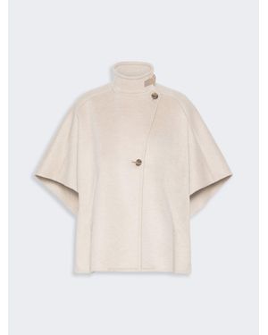 Max Mara Oversize-Cape Aus Kaschmirdrap - Natur