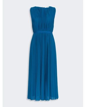 Max Mara Kleid Aus Plissee-Jersey - Blau
