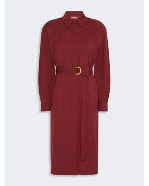 Max Mara Hemdblusenkleid Aus Wollcanvas - Rot