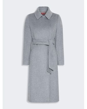 Max Mara Abrigo De Lana Con Cierre Cruzado De Doble Botón - Gris