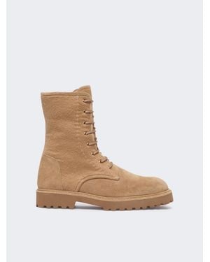 Max Mara Militärstiefel Aus Kaschmir Und Wildleder - Weiß