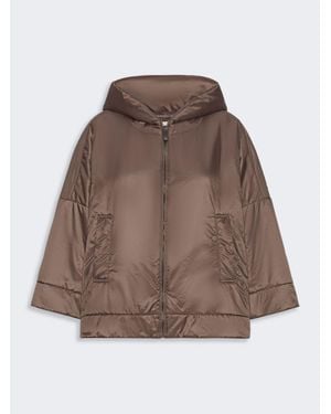 Max Mara Wattierte Jacke Aus Wasserabweisendem Canvas Mit Kapuze - Braun